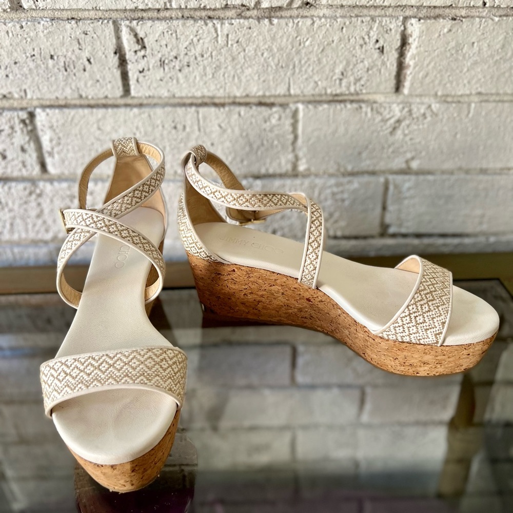 Jimmy Choo Beige and Brown Wedges